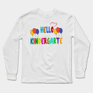 Hello Kindergarten Teacher T Shirt Ideas Back to School Balloon Student T-Shirt Long Sleeve T-Shirt